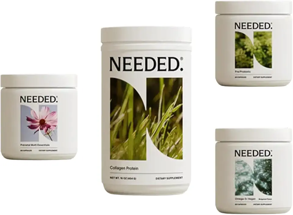 Needed. Complete Prenatal Health Bundle – Multivitamin, Omega-3, Collagen & Prebiotic-Probiotic for Pregnancy, Breastfeeding