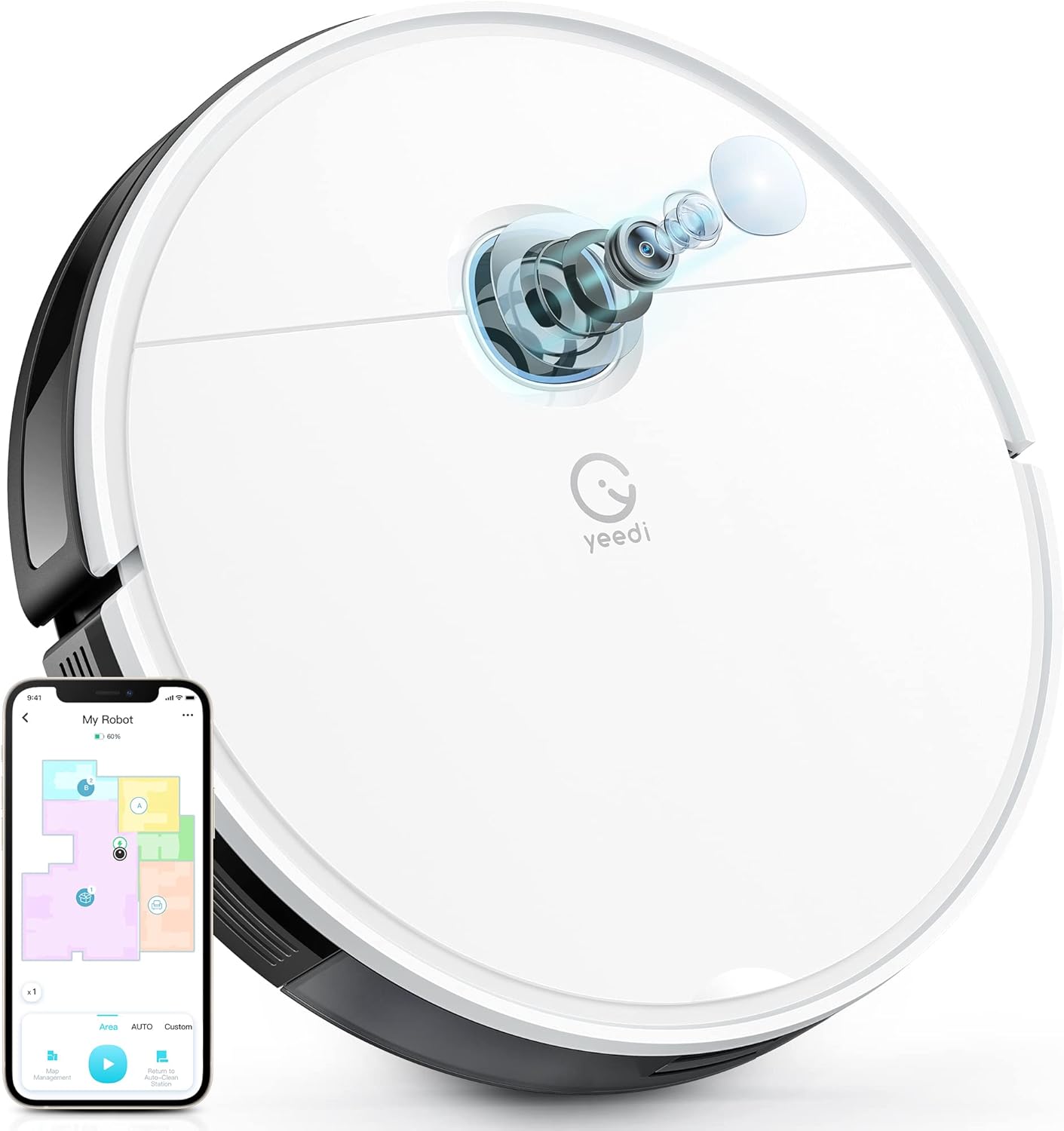 yeedi vac Robot Vacuum with Advanced Mapping, 3000Pa Suction, Deep Cleaning, Virtual Boundary, Carpet Boost, App Control, Google Home
