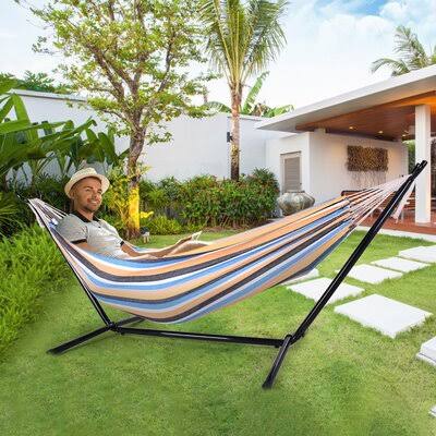 Indoor Outdoor Portable Hammock Camping Hammock Hanging Chair with Space Saving Steel Stand Includes Portable Carrying Case for