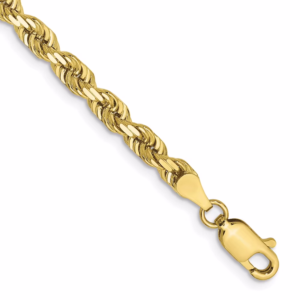 Primal Gold 10 Karat Yellow Gold 4mm Diamond Cut Quadruple Rope Chain