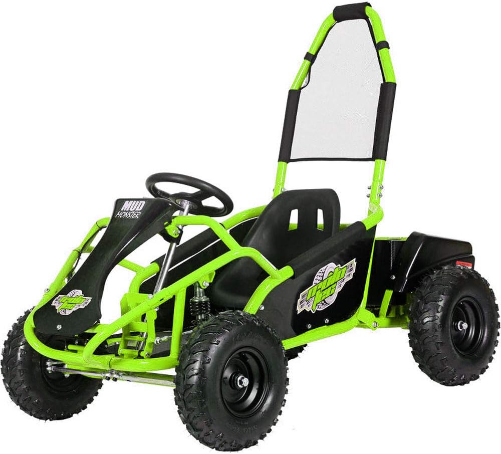 MotoTec Mud Monster Kids Electric 48v 1000w Go Kart Full Suspension Green