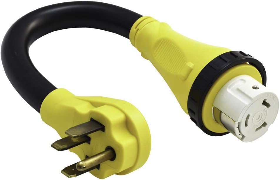 Marvine 50 Amp RV Power Cord Adapter 1.5FT - NEMA 14-50P Male to SS2-50R Female with Locking Collar