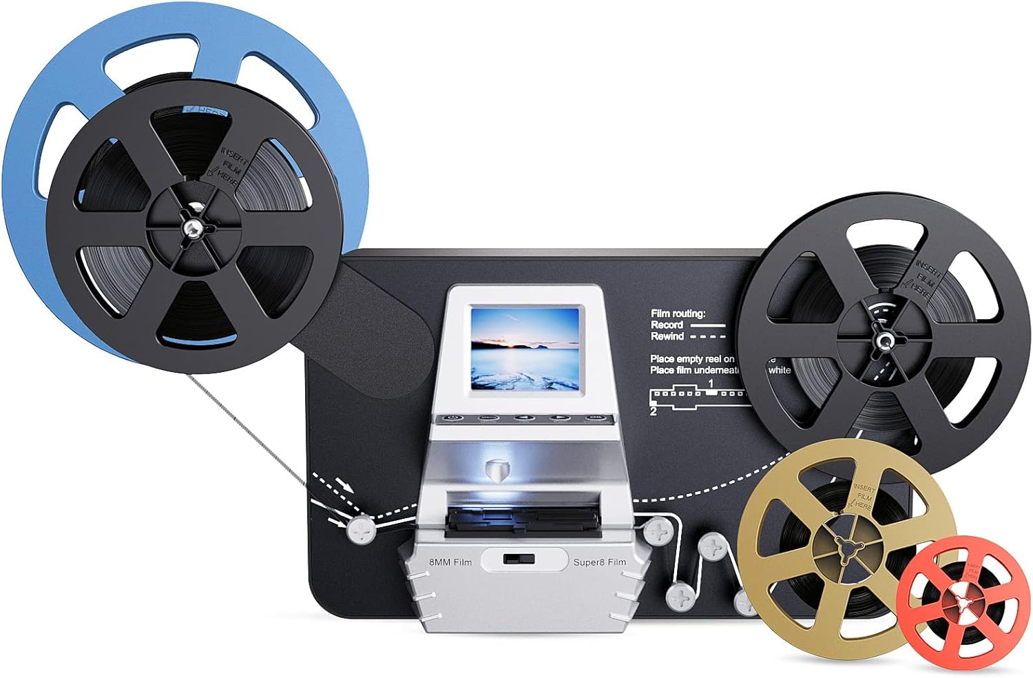 8mm & Super 8 Reels to Digital MovieMaker Film Scanner Converter, Pro Film Digitizer Machine with 2.4 LCD