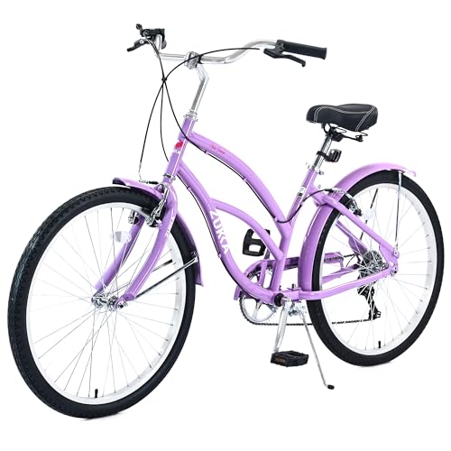 ZUKKA 26 Inch Beach Cruiser Bike 7 Speed Hybird Cruiser Bike Steel Frame Bicycles for Men Women, Multiple Colors