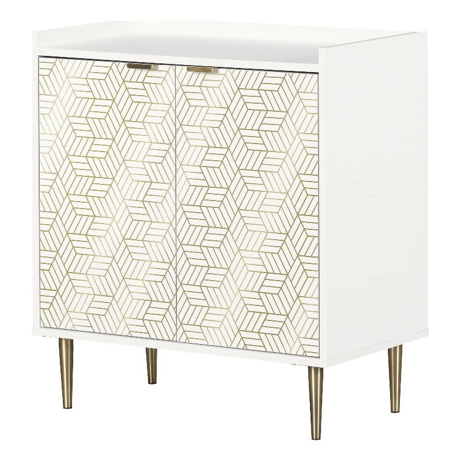 Pemberly Row Contemporary 2-Door Storage Cabinet White and Gold - Curated Treasures Market