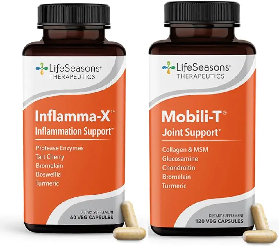 LifeSeasons Inflamma-X with Mobili-T - Inflammation Support Supplement - Turmeric Boswellia & Bromelain - Soothes Aches & Chronic Discomfort