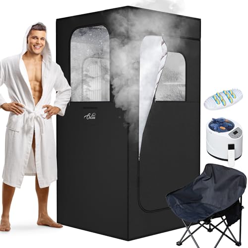 Large Portable Steam Sauna, 3L Steamer Portable Sauna Box for Home, Personal Sauna with Big Sauna Chair, Remote Control, Foot Massager