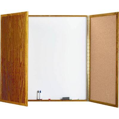 Aarco Cabinet Enclosed Whiteboard Frame Finish: Oak, Size: 3' H x 3' W