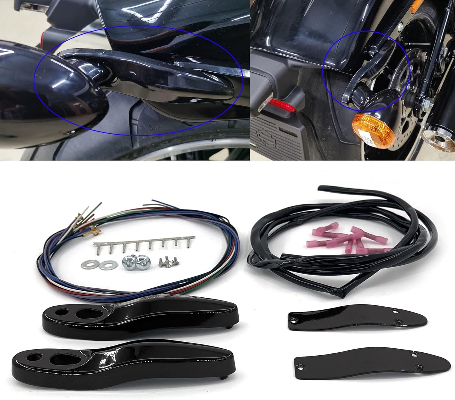 Rear Turn Signal/License Plate Relocation bracket wire Kit Turn Signal Rack Bracket replace 67800830 Fit for Harley Softail FLFB FLSL FXBB FXBR
