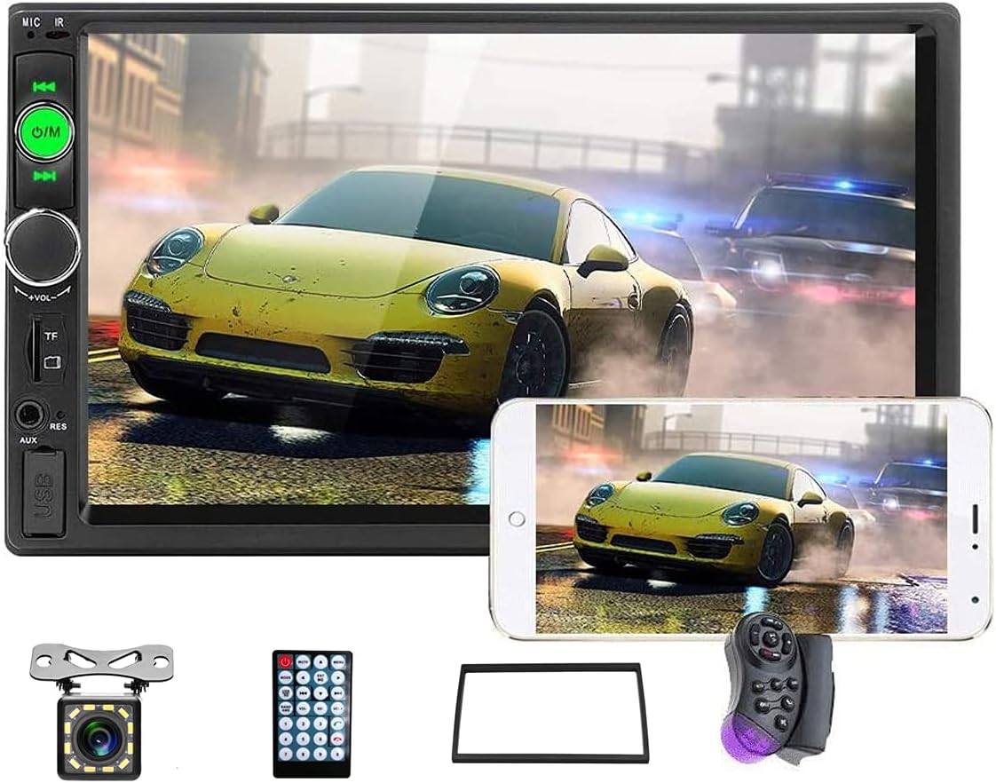 Hodozzy Double Din Car Stereo 7 inch Touchscreen Car Radios with Bluetooth Indash 2 Din Car Audio Head Unit Support Mirror Link for Android/iOS USB