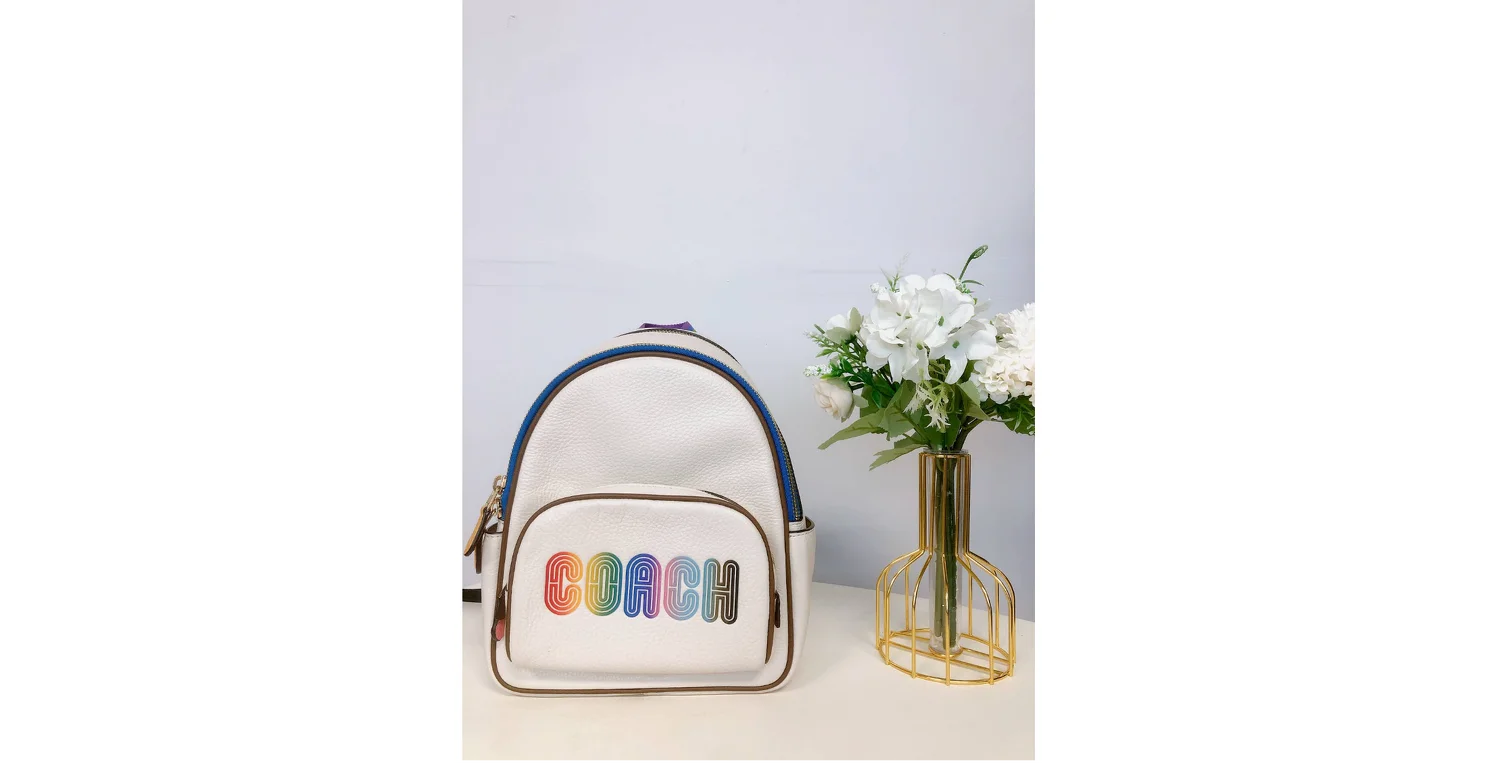 Coach (CA624) Mini Court Signature Rainbow Logo Chalk Multi Shoulder Backpack