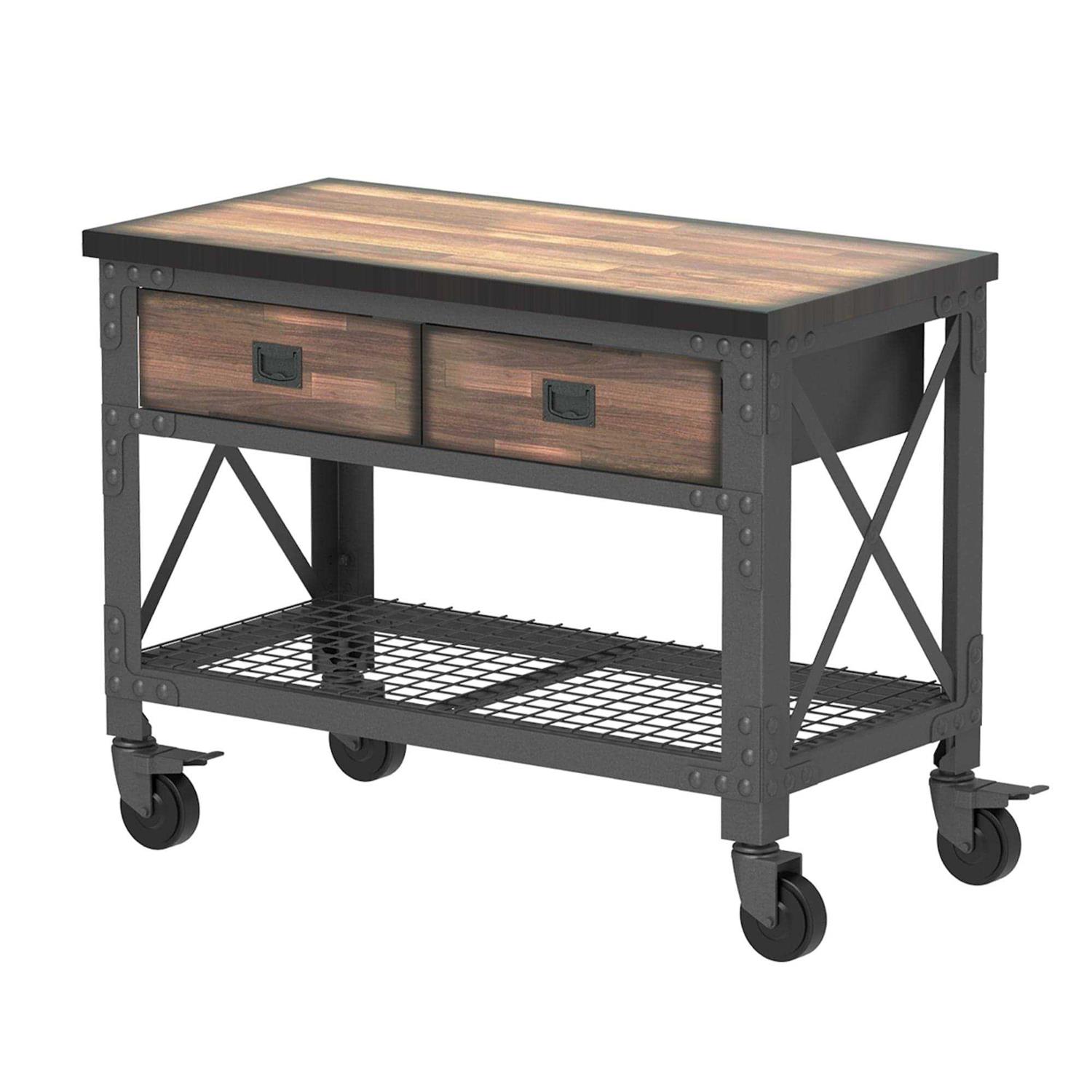 Duramax 48 In x 24 In 2-Drawer Rolling Industrial Workbench with Wood Top - Shop Hardware Tools Online Store