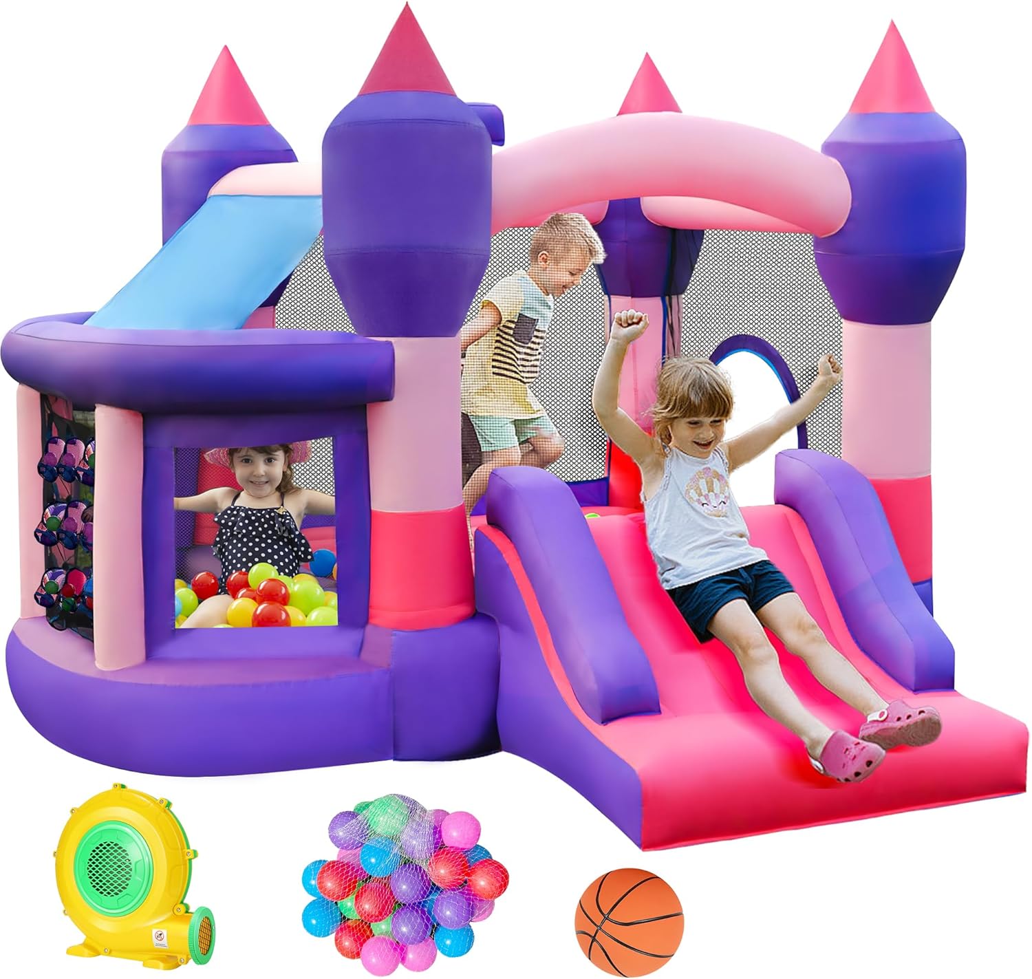 Bounce House, Inflatable Bounce House for Kids with Blower, Jumping Castle with Slide