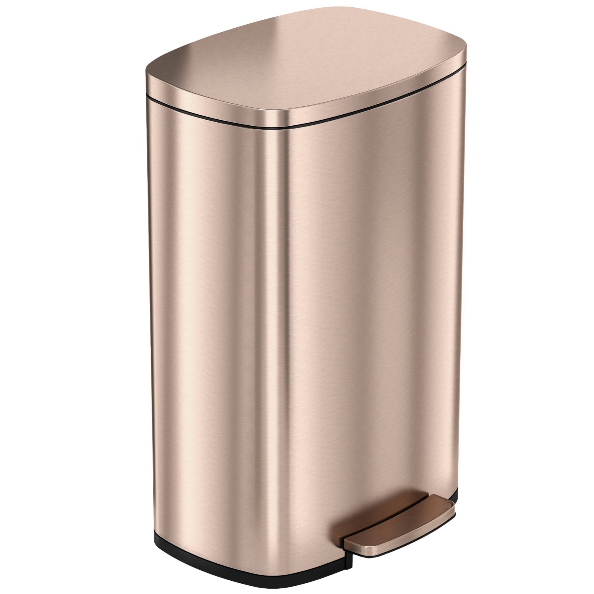 iTouchless SoftStep 13.2 Gallon Stainless Steel Step Garbage Kitchen Trash Can with Odor Control, Rose Gold