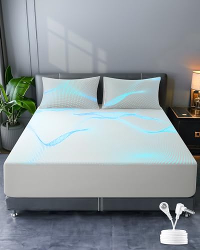 Grounding Fitted Sheets King Size, Grounding Sheet Earth Connected Bedding,10% Pure Silver Fiber and 90% Ultra Soft Cotton