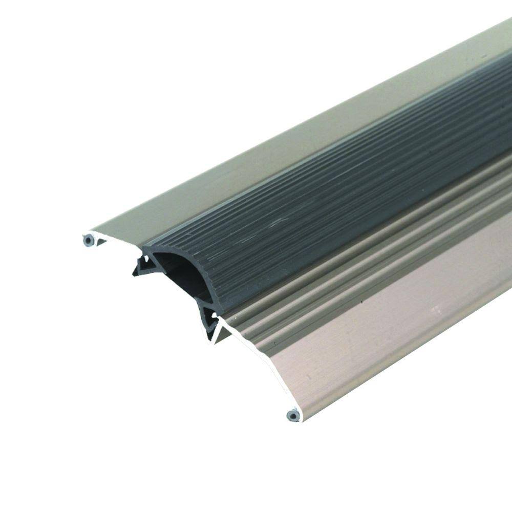 M-D Building Products Deluxe Low 3-3/4 in. x 66-1/2 in. Satin Nickel Aluminum Threshold with Vinyl Seal