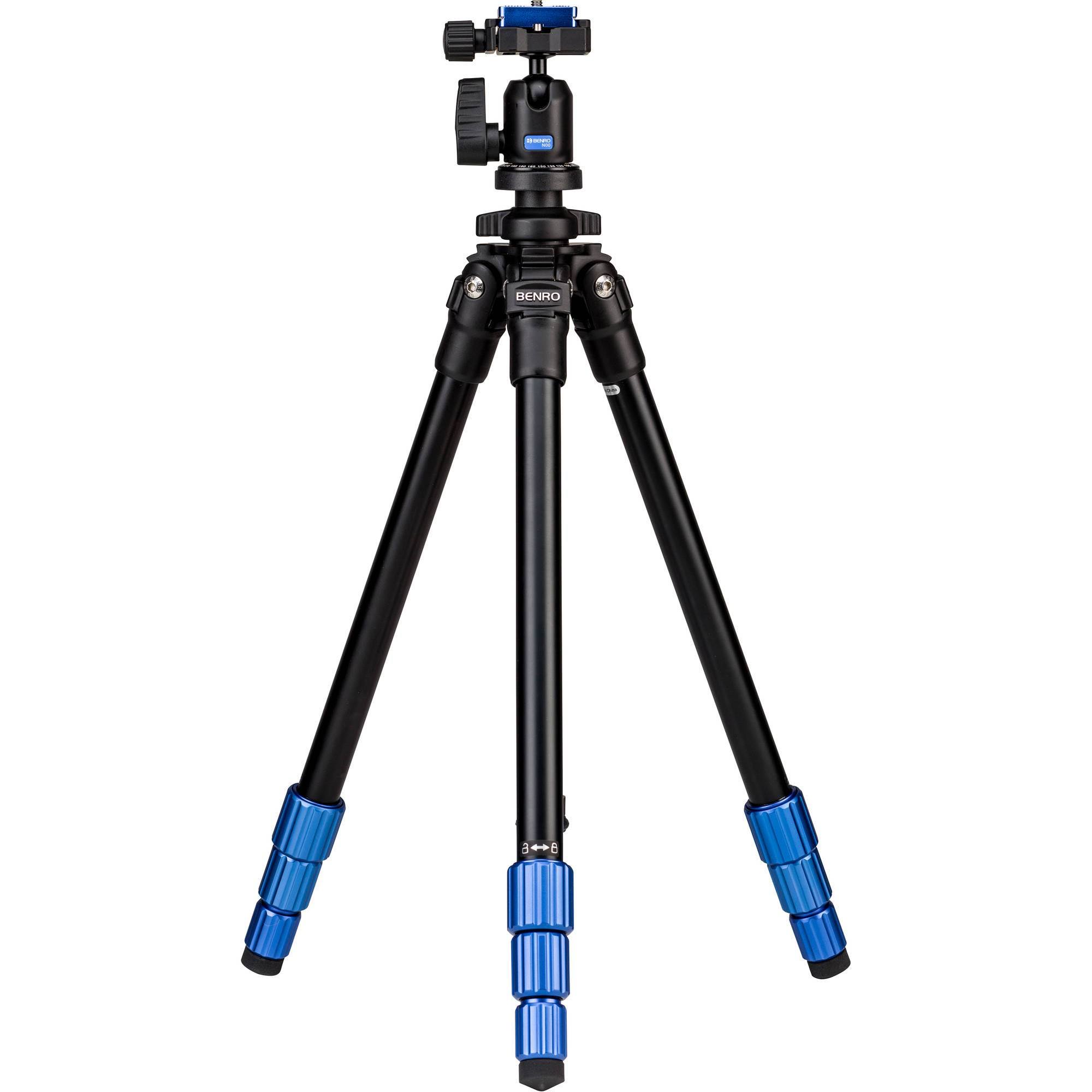 Benro Slim Aluminum Lightweight Travel Tripod Kit, Black/Blue - Megean