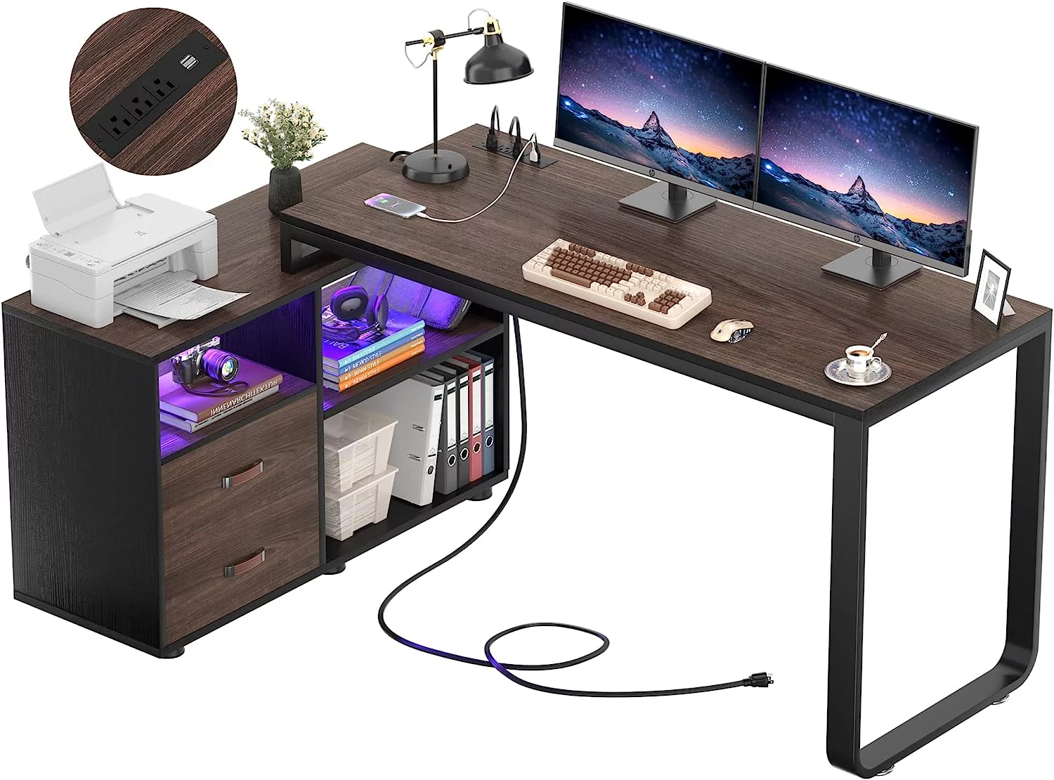 Popular L Shaped Desk with File Cabinet