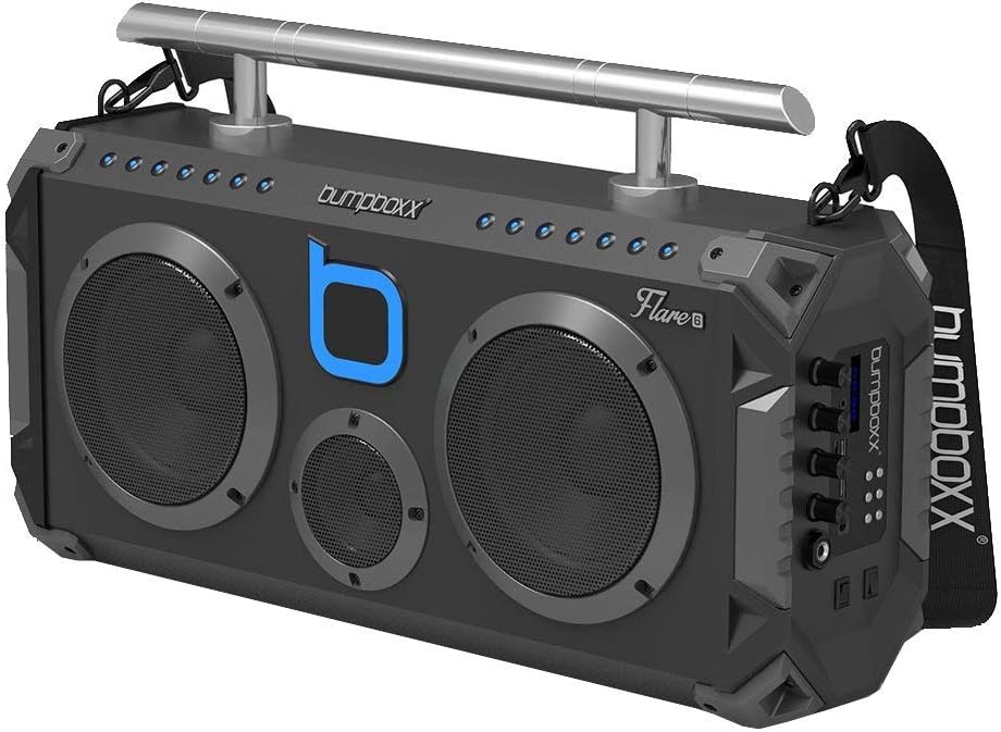 Bumpboxx Bluetooth Boombox Flare6 Black | Retro Boombox with Bluetooth Speaker | Rechargeable Bluetooth Speaker