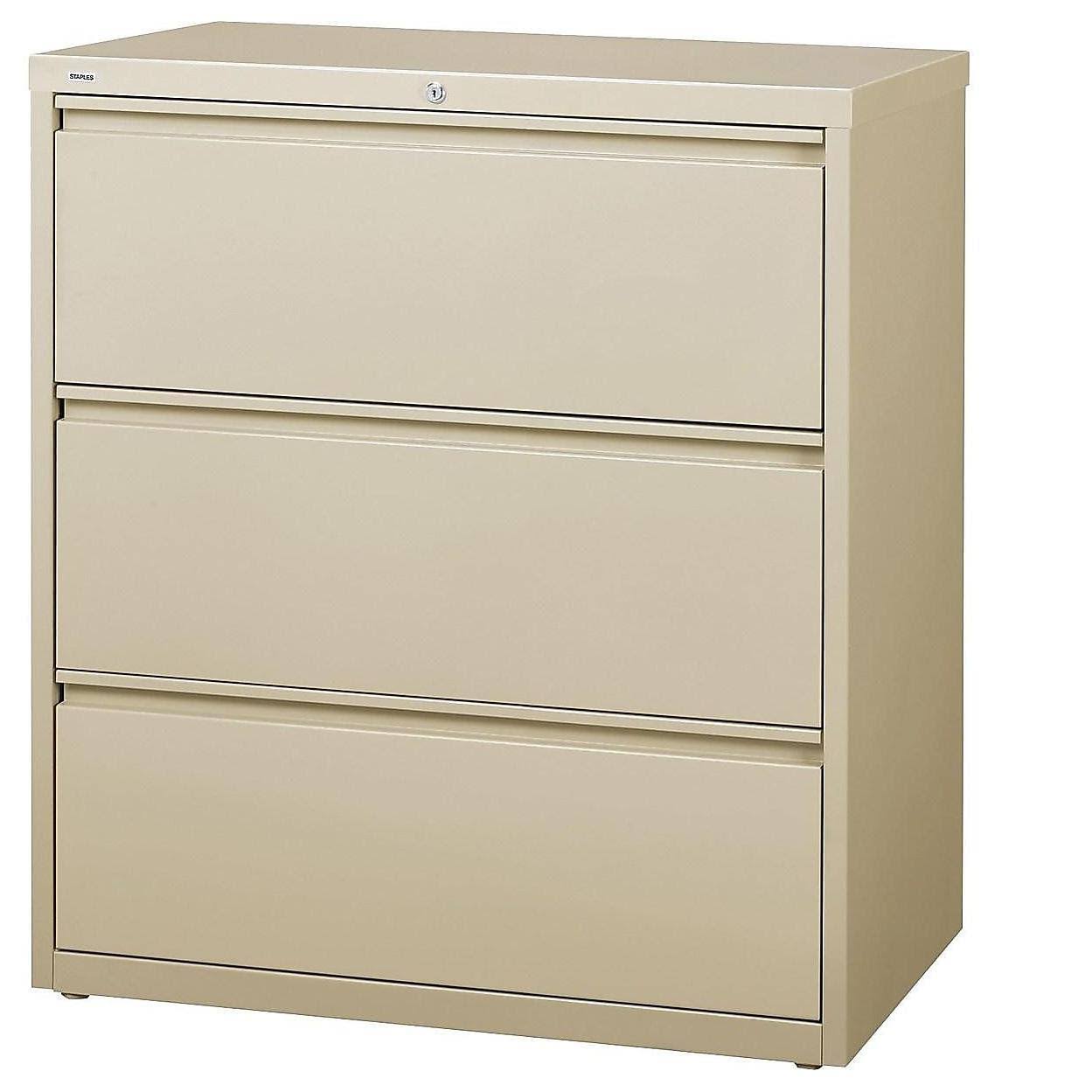 Staples HL8000 Commercial 36x22 3-Drawer Lateral File Cabinet, Putty