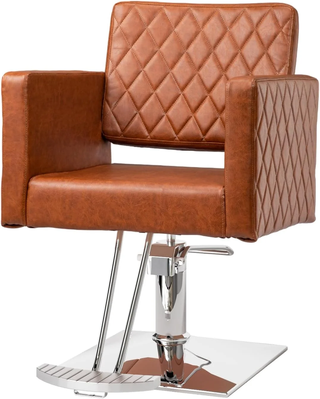Salon Chair for Hair Stylist Wide Seat, Hydraulic Barber Chair with Aluminium Alloy Footrest, Brown Hair Salon Chair Styling Heavy Duty