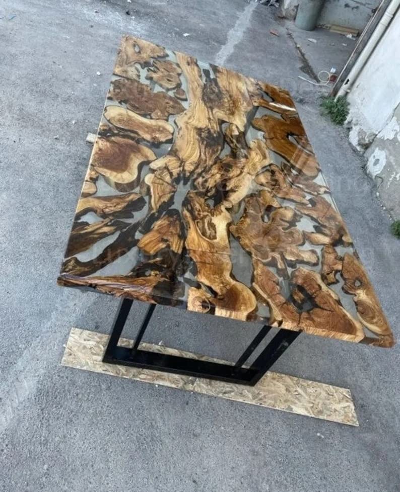Personalized LARGE EPOXY TABLE, Resin Dining Table for 2, 4, 6, 8 River Dining Table Top, Wood Epoxy Coffee Table Top