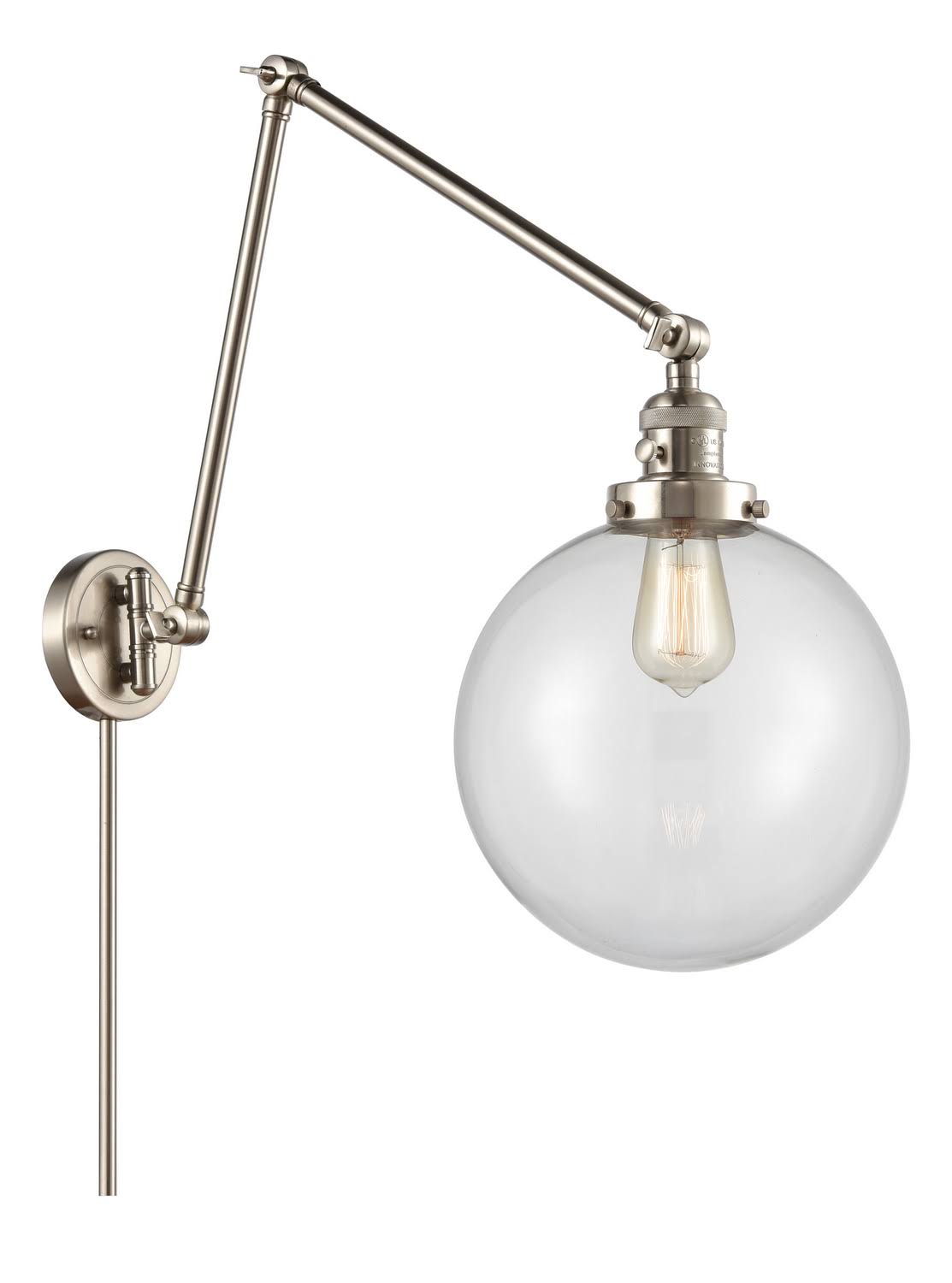 Innovations 238-SN-G202-10 Extra Large Beacon 1 Light Swing Arm in Brushed Satin Nickel