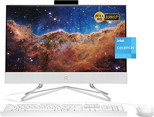 HP 2022 Newest All-in-One Desktop, 21.5" FHD Display, Intel Celeron J4025 Processor, 8GB RAM, 256GB PCIe SSD, Webcam, WiFi, HDMI, RJ-45