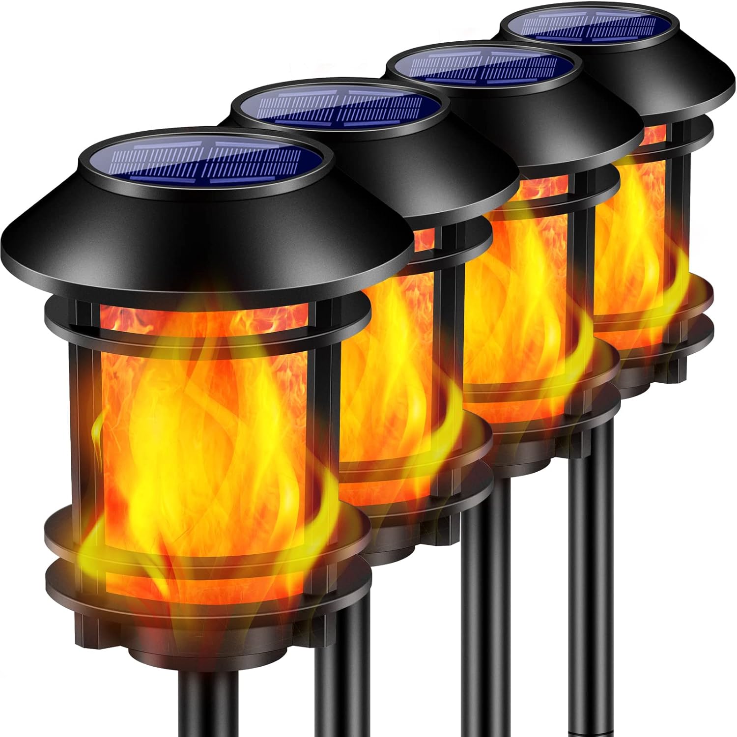 TomCare Solar Lights Outdoor Solar Tiki Torches with Flickering Flame Waterproof Solar Powered Garden Lights Decorative Outdoor Lighting Landscape
