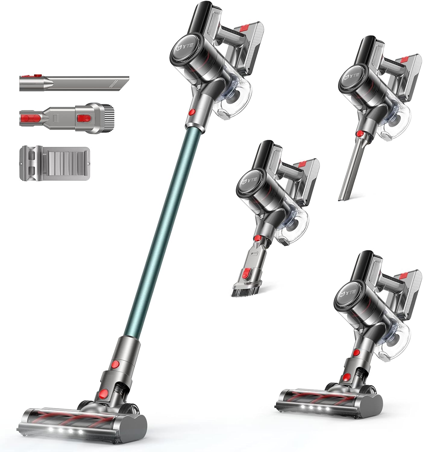 YTE Cordless Vacuum Cleaner, 6 in 1 Lightweight Handheld Vacuum with Powerful Suction, Rechargeable Battery Up to 45 Mins Runtime