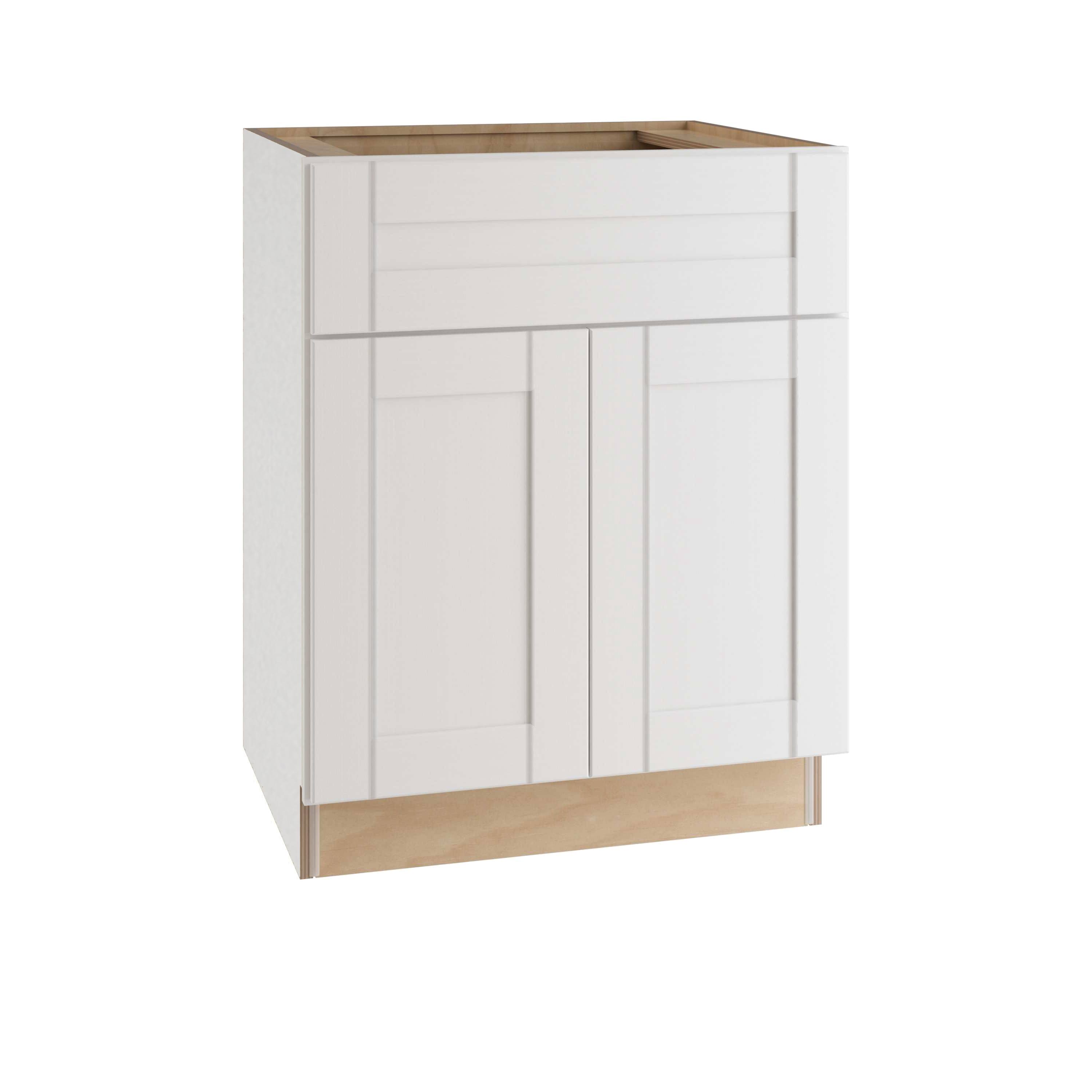 Contractor Express Cabinets SB24-XVW Vesper White Shaker Assembled Plywood 24 in. x 34.5 in. x 24 in. Sink Base Kitchen Cabinet