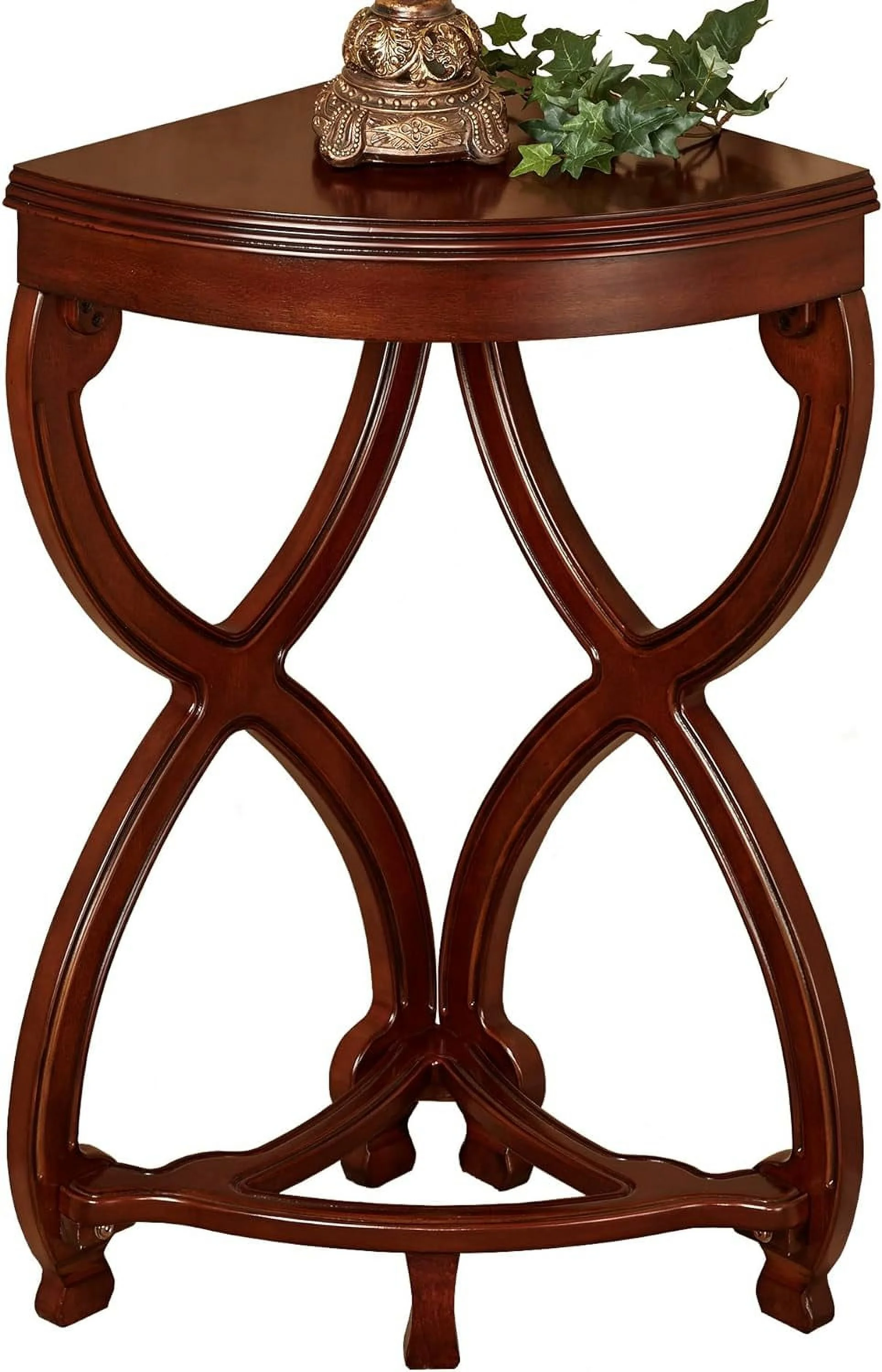 Ninan Corner Table - Wooden - Estate Mahogany Finish - Traditional Aesthetic - Triangle Furnishing For Bedroom, Living Room, Dining Room, Office