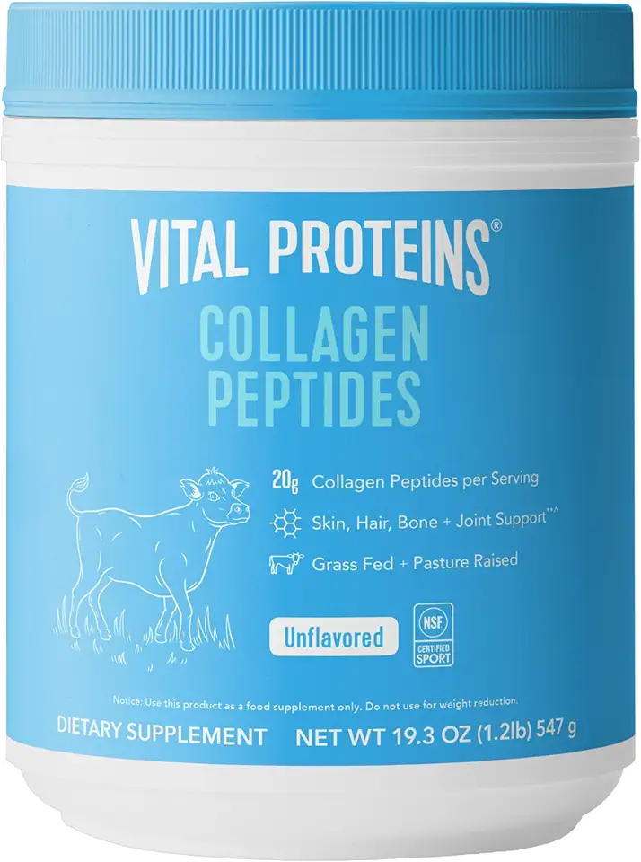 Vital Proteins Collagen Peptides Powder - Grass Fed Collagen Peptides for Hair, Nail, Skin, Bone & Joint Health, Unflavored, 27 Servings