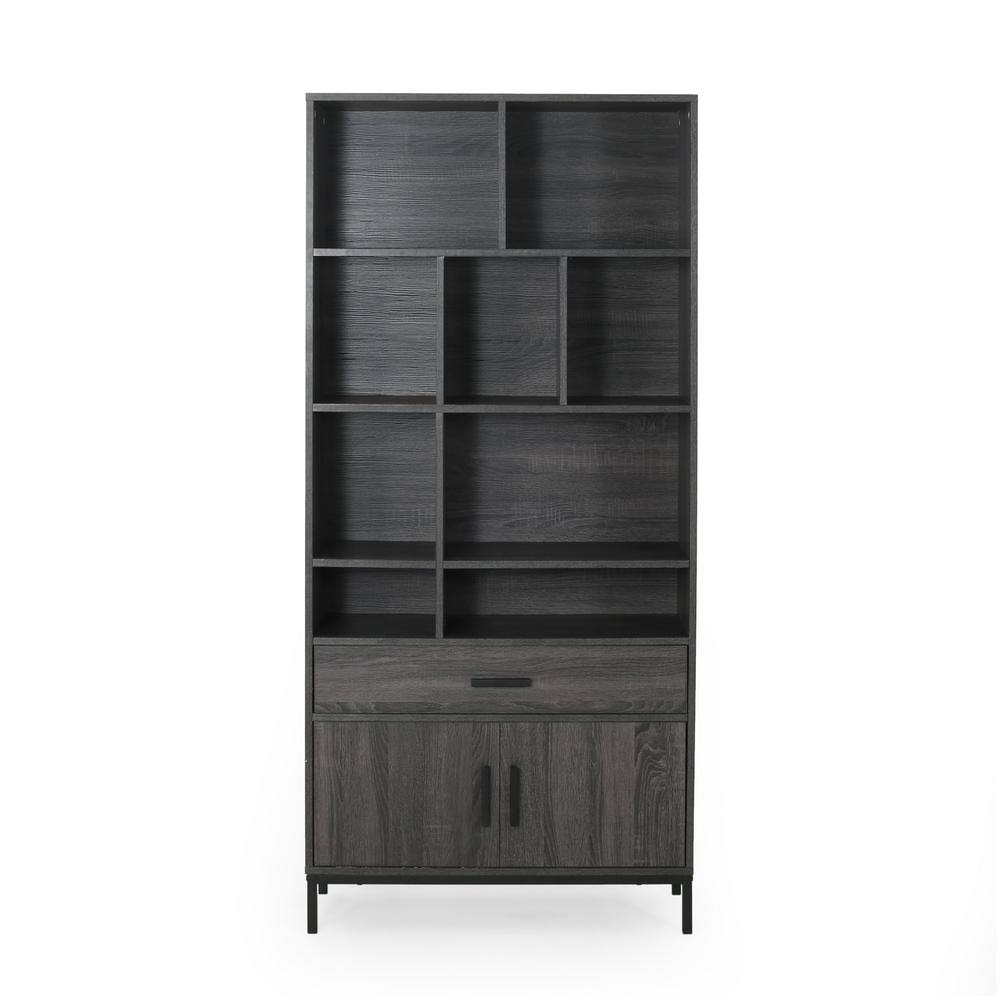 Noble House Gallatin Dark Grey and Black Book Case