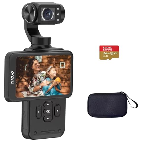 ORDRO M5 Vlogging Camera 3-Axis Gimbal Stabilizer, 5K Handheld Camera 3.5'' Rotatable Touchscreen 120° Wide Angle, IR Night Vision Function