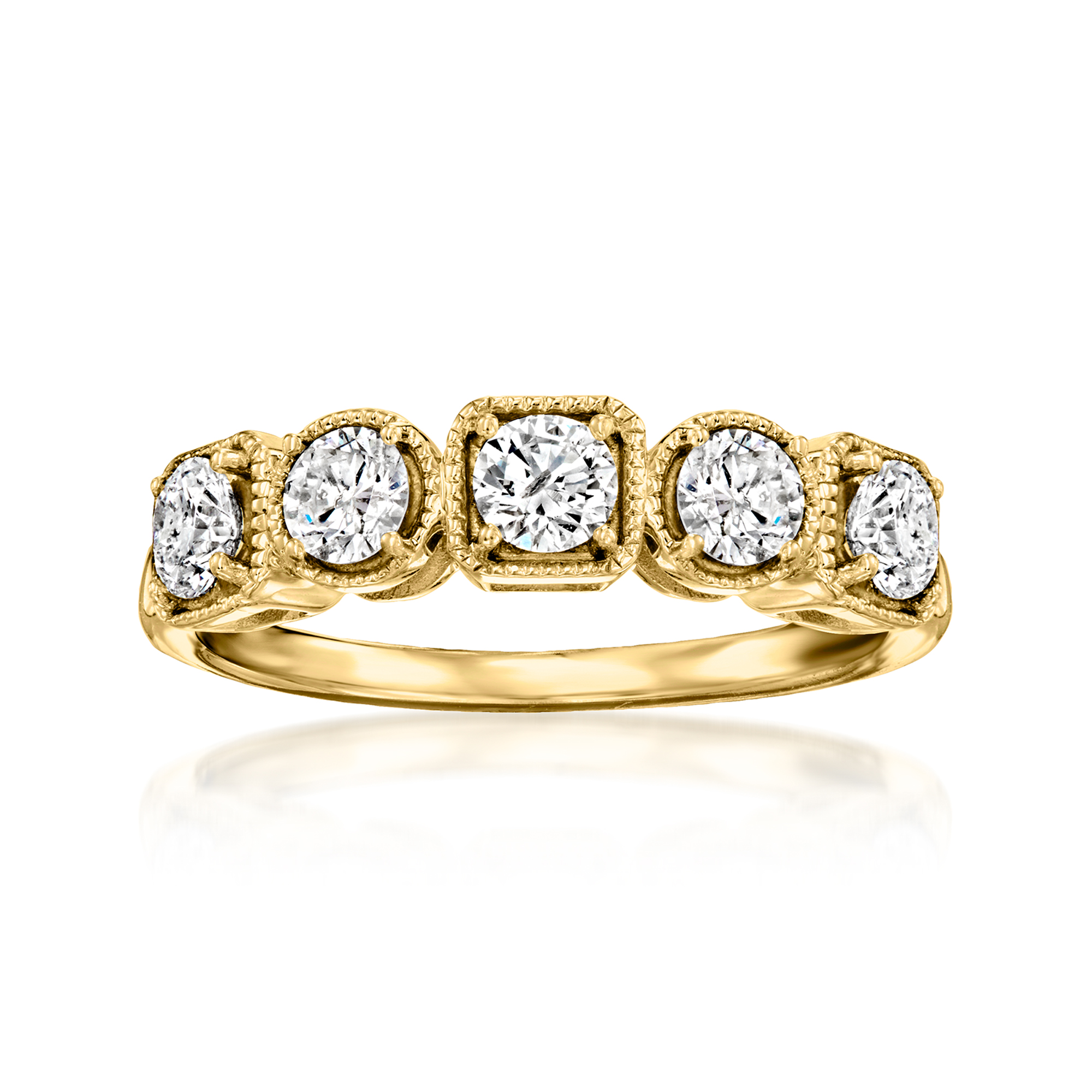 Ross-Simons 1.00 ct. t.w. Diamond 5-Stone Ring in 14kt Yellow Gold, Women's, Adult