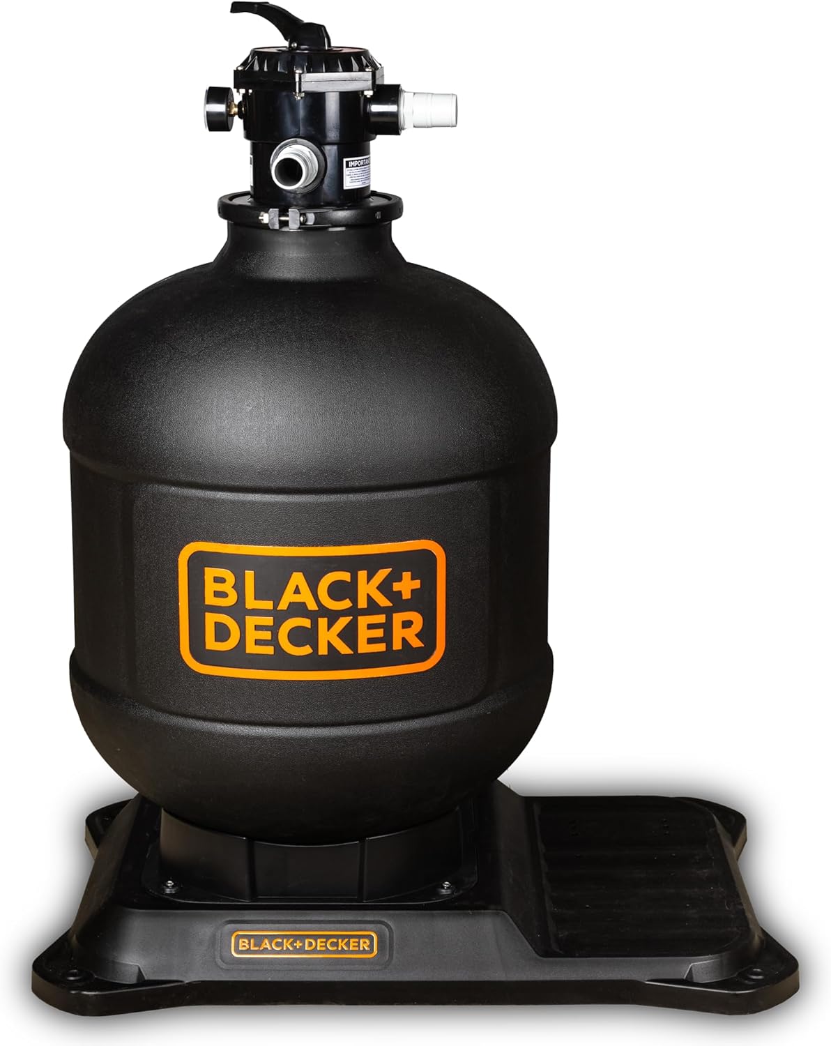 BLACK+DECKER 24" Sand Filter Tank with 1.5" 6 Way Valve and Full Base and Hoses (Inground + Above Ground Pools)