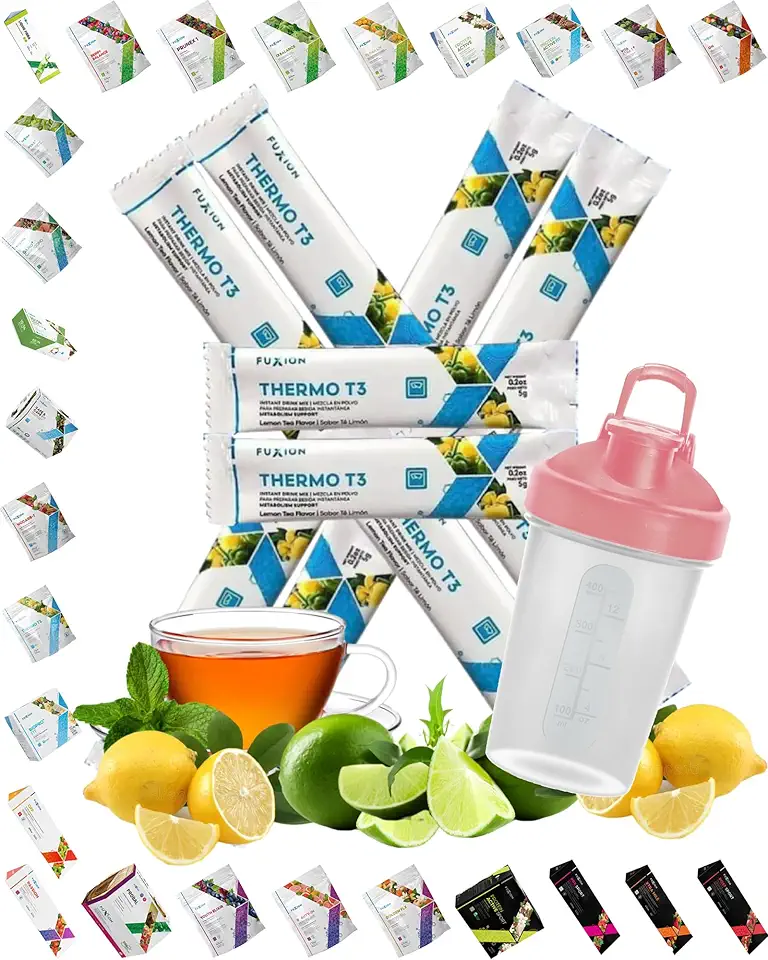 FuXion Thermo T3 - Transform Fat into Energy,10 Single Serving Packets,Plus A 12 Oz Shaker Bottle BPA Free w. Pink Cover & Clear Body