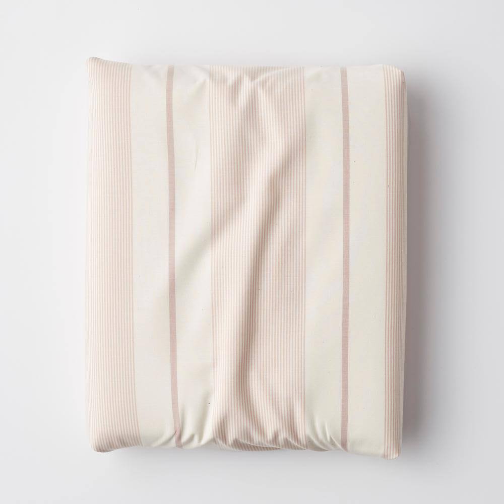 The Company Store Wide Stripe Yarn Dyed Rose 200-Thread Count Cotton Percale Queen Fitted Sheet, Pink