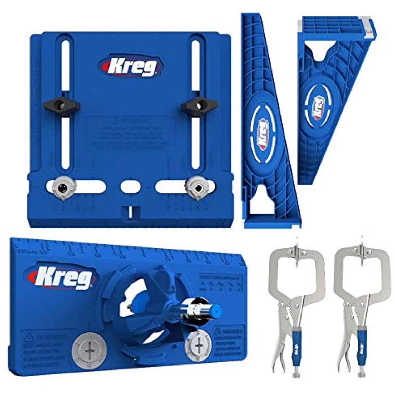 Kreg Drawer Slide Hardware and Hinge Jig with Two 2x22 Face Clamp