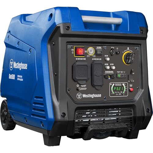 Westinghouse Outdoor Power Equipment 5000 Peak Watt Super Quiet Portable Inverter Generator, Remote Electric Start with Auto Choke