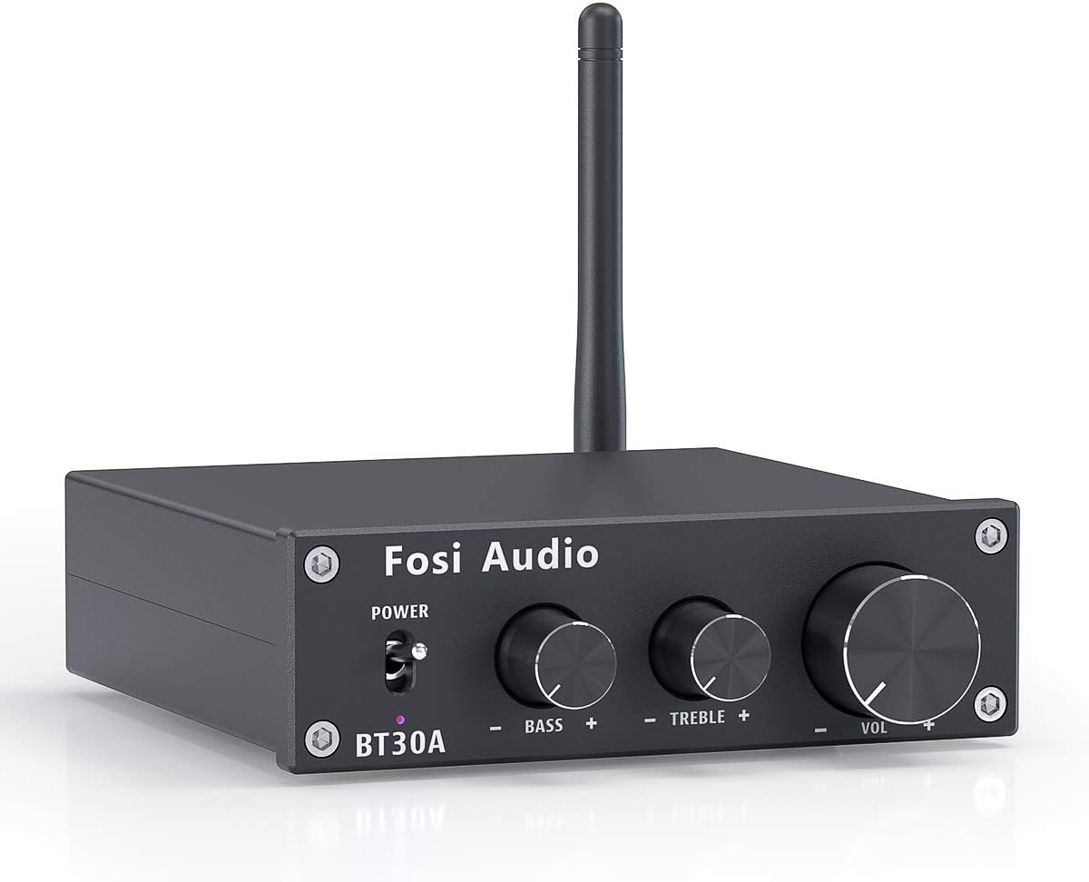 Fosi Audio BT30A Bluetooth 5.0 Stereo Audio Amplifier 2.1 Channel Receiver Class D Mini Hi-Fi Integrated Digital Amp with Bass and Treble Control