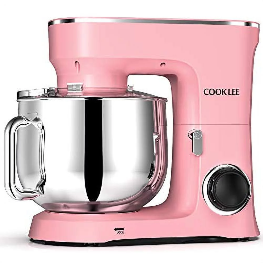 COOKLEE 9.5 Qt. 660W 10-Speed Stand Mixer w/ Dish Washer Safe Accessories SM-1551, Pink