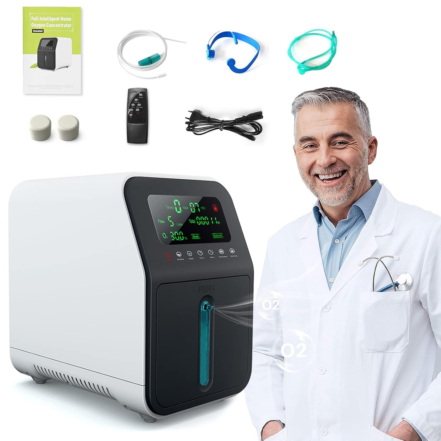 Oxygen Concentrator Portable Oxygen Machine with Complete Accessories for Home Use