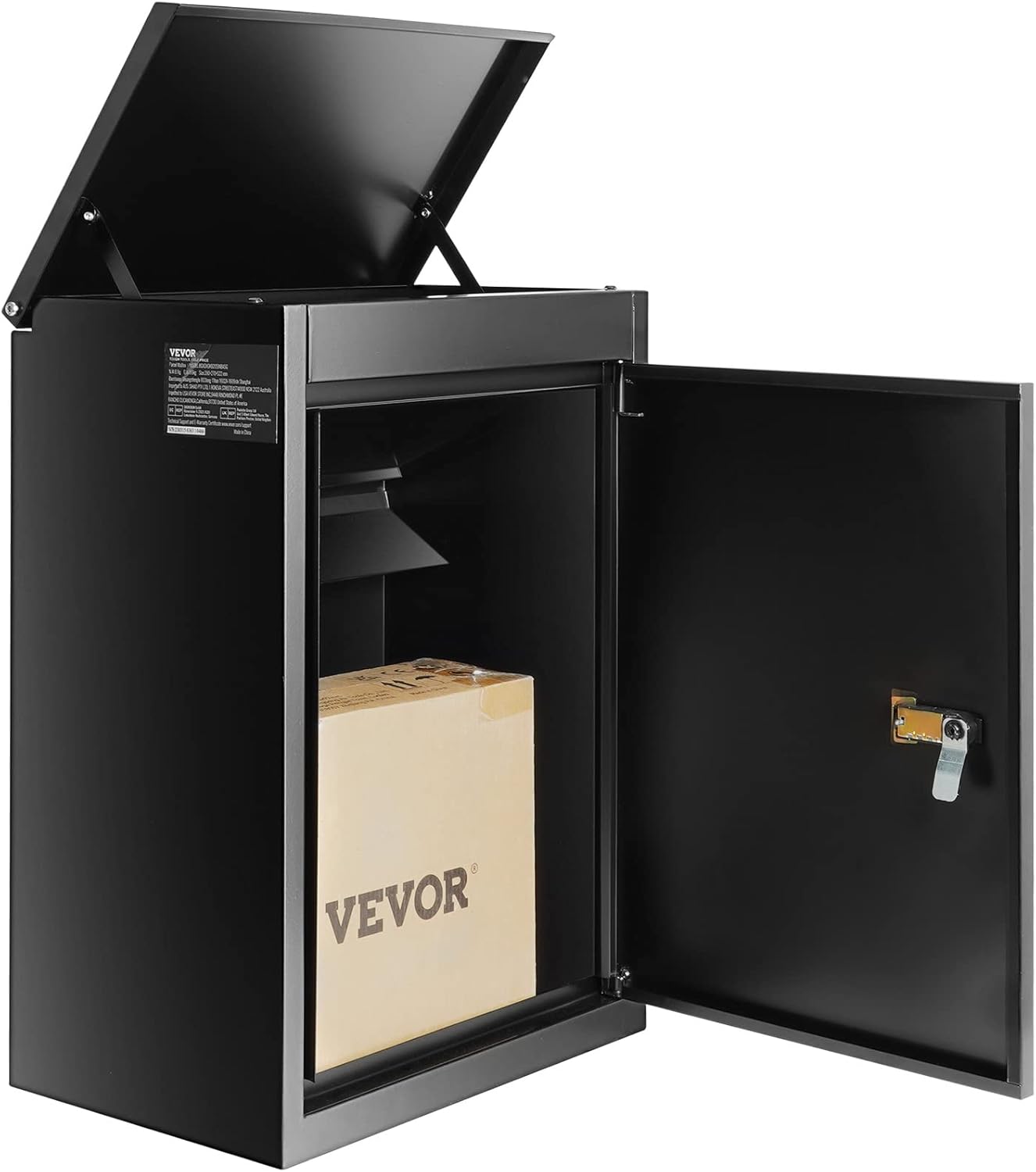 VEVOR Package Delivery Boxes for Outside 15.4" x 10.6" x 20.5", Galvanized Steel Wall Mount Mailbox with Coded Lock, Anti-Theft Baffle