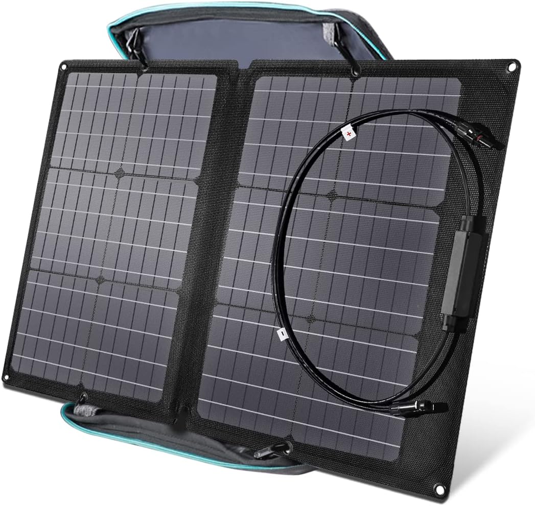 EF ECOFLOW 60W Foldable Solar Panel for Power Station, Portable Solar Charger with Adjustable Kickstand