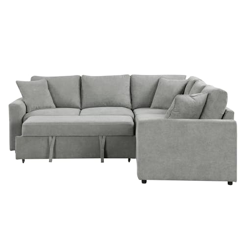 U Shaped Convertible Sectional Sofa Pull Out Bed with Left Hand Chaise