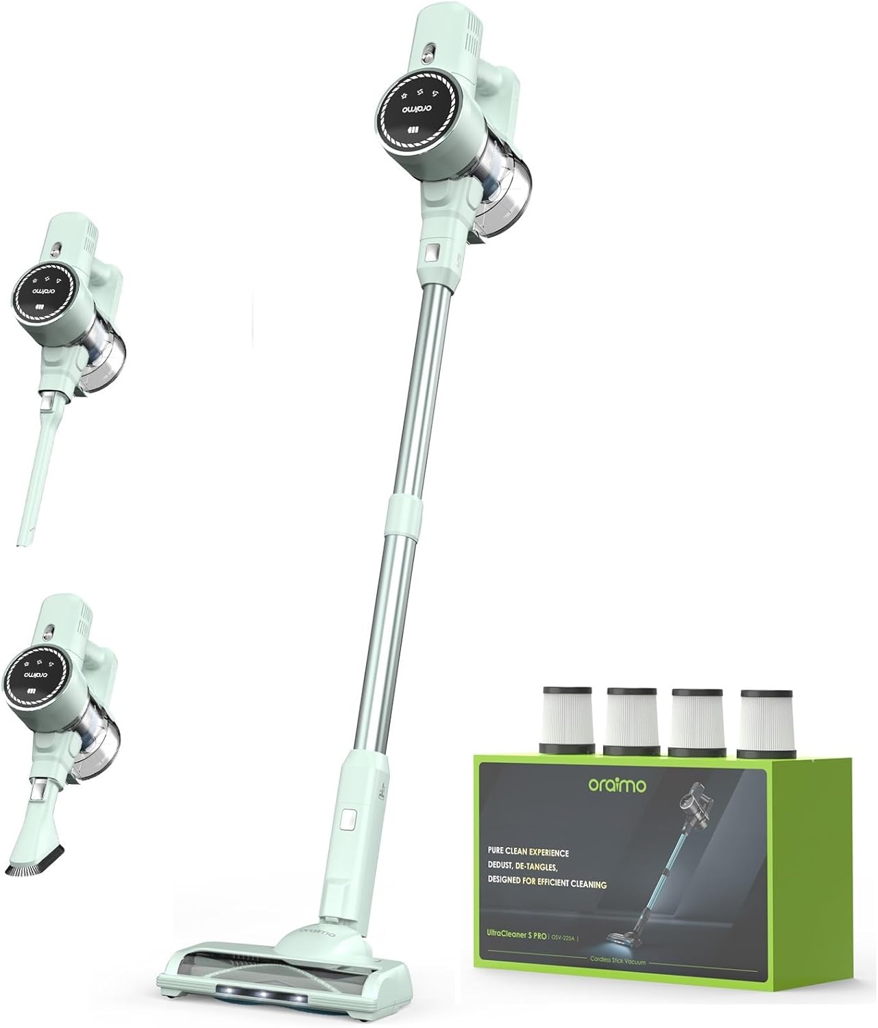 Oraimo Vacuum Cleaner for Home, 24KPA Max Brushless Cordless Vacuum, Stick Vacuum with LED Display, Self-Standing Stick Vacuum