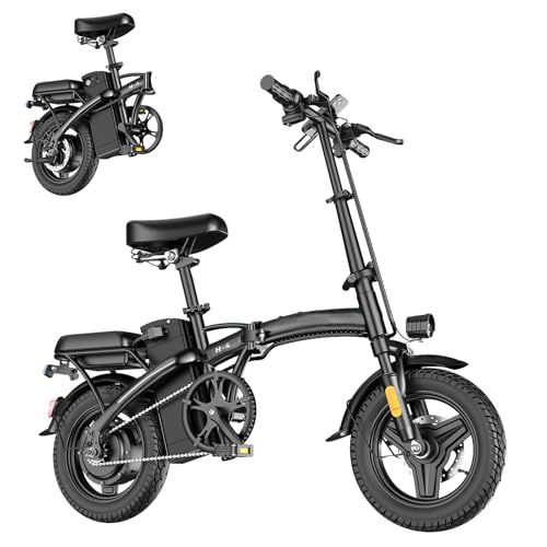 Electric Bike for Adults 500W Motor, 14" Folding Ebike Max 23MPH, Electric Bicycle with 48V12AH Removable Battery, 35Mile PAS Range