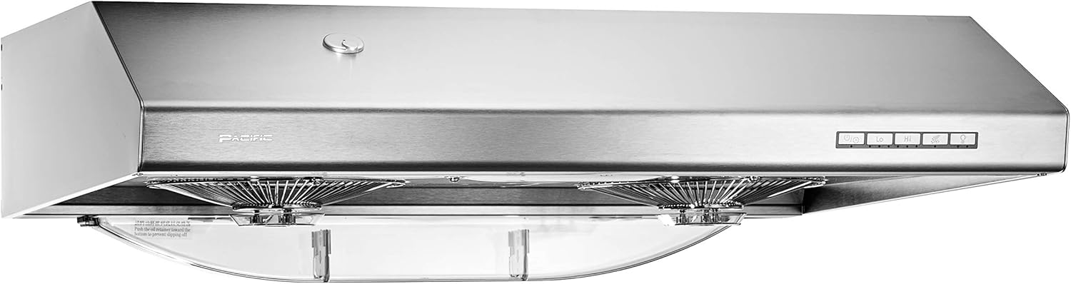 Pacific Kitchen Vent Hood AC30BS – 30 Inch Under Cabinet Range Hood – Filterless Modern Stainless Steel Hood Vent with 900 CFM Suction, Dual Fans